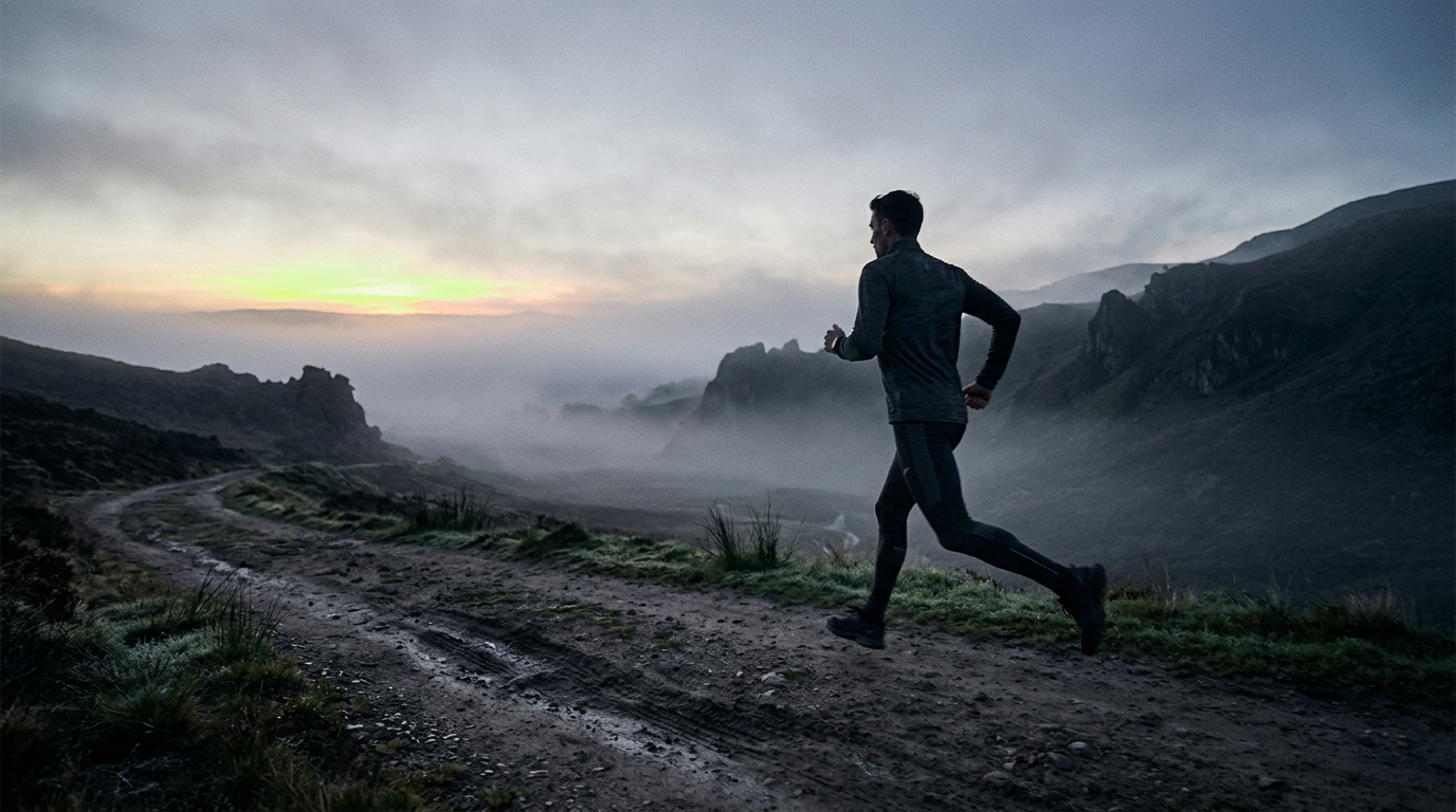 Athlete training outdoors at dawn